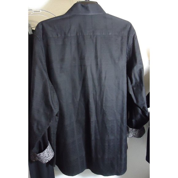 Robert Graham Black 3xl Classic Fit Button Front Shirt Black White Flip Cuffs - Picture 6 of 9
